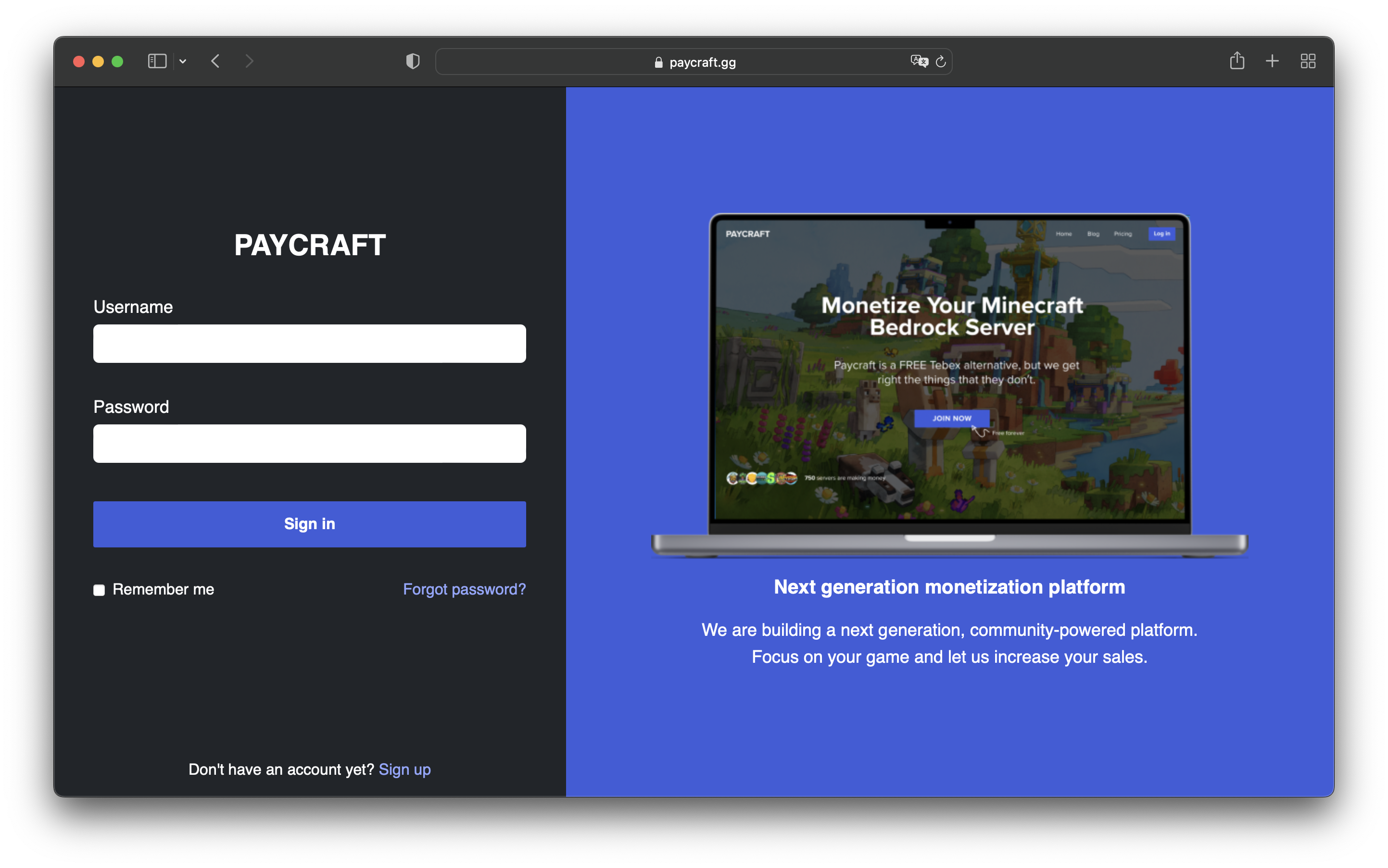 Paycraft website screenshot